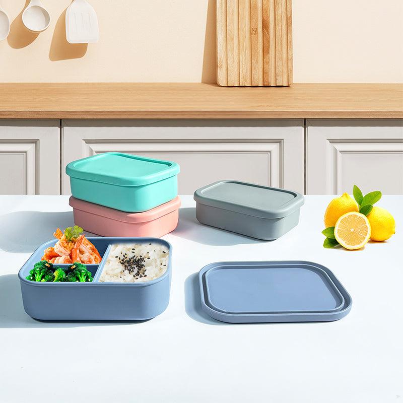 Silicone Lunch Box Divided Microwave Bento Box Leakproof Container