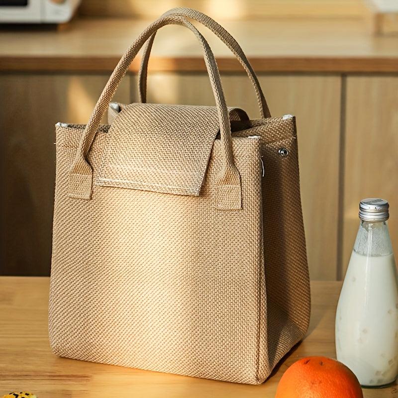 Jute Bento Bag Ice Pack Outdoor Picnic Bag Aluminum Foil Lunch Box