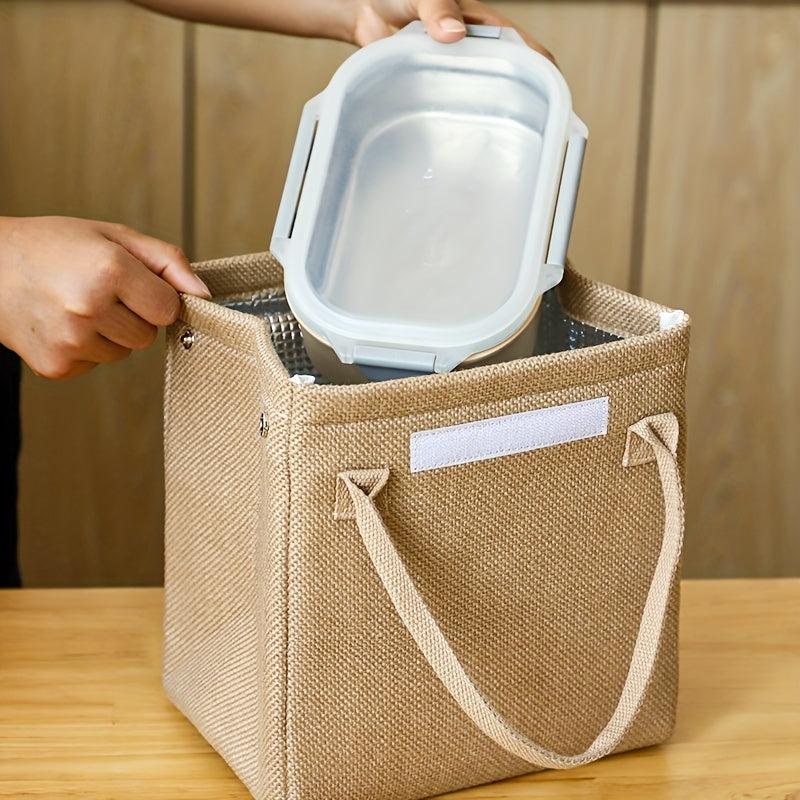 Jute Bento Bag Ice Pack Outdoor Picnic Bag Aluminum Foil Lunch Box