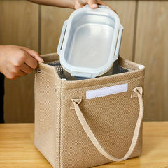 Jute Bento Bag Ice Pack Outdoor Picnic Bag Aluminum Foil Lunch Box