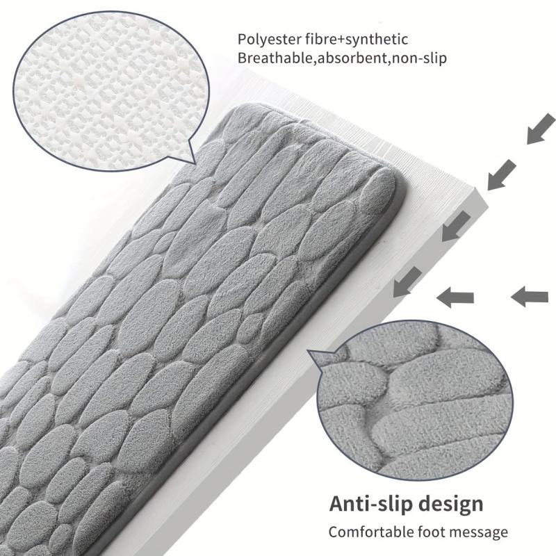 Memory Foam Bath Rug with Cobblestone Embossment