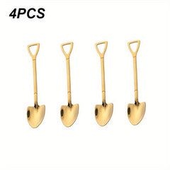 8pcs Stainless Steel Coffee Scoops Shovel Shape Tea Spoons Ice Cream Spoon