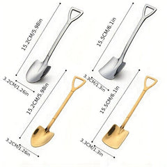 8pcs Stainless Steel Coffee Scoops Shovel Shape Tea Spoons Ice Cream Spoon