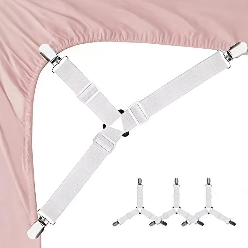 4pcs Adjustable Elastic Bed Sheet Grippers Fastener Clips
