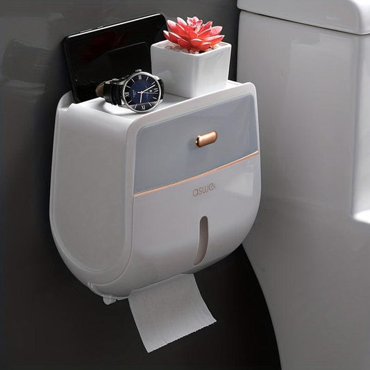 Toilet Roll Holder Double Layer Large Capacity Tissue Storage Box
