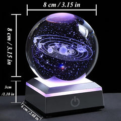 Small 3D Solar System Crystal Ball with LED Base Night Light