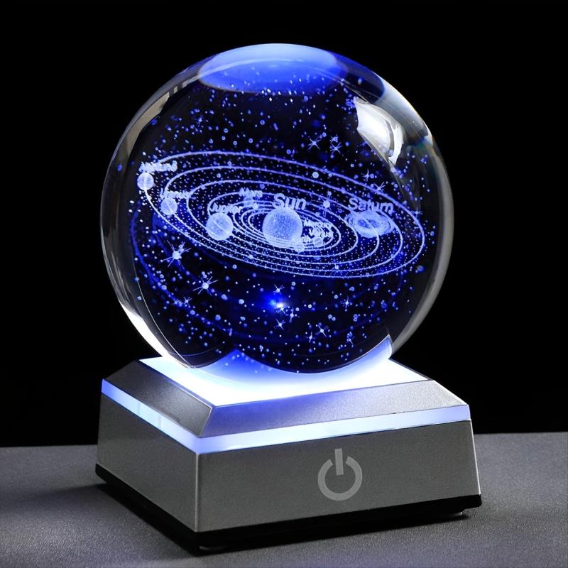 Small 3D Solar System Crystal Ball with LED Base Night Light