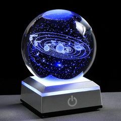 Small 3D Solar System Crystal Ball with LED Base Night Light