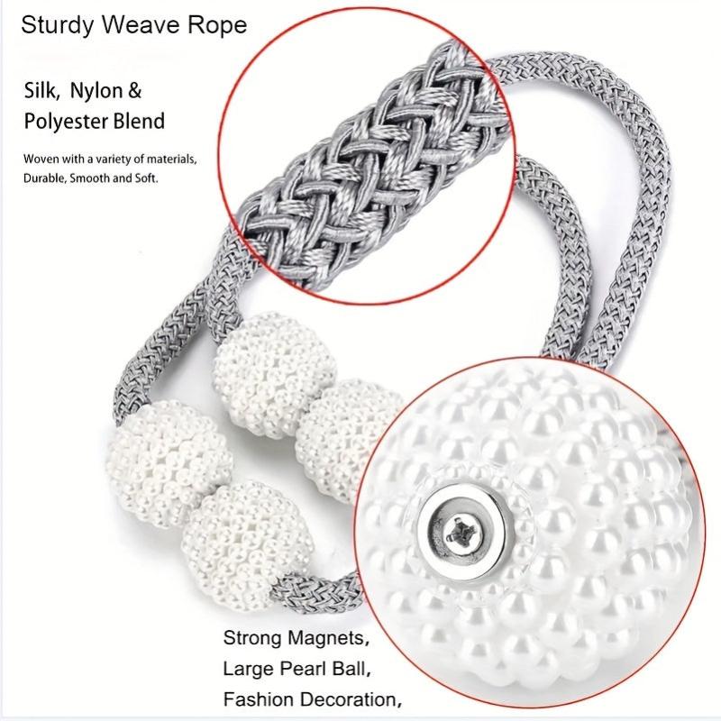 2pcs Magnetic Curtain Tiebacks with Small Faux Pearl Home Decor