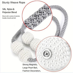 2pcs Magnetic Curtain Tiebacks with Small Faux Pearl Home Decor