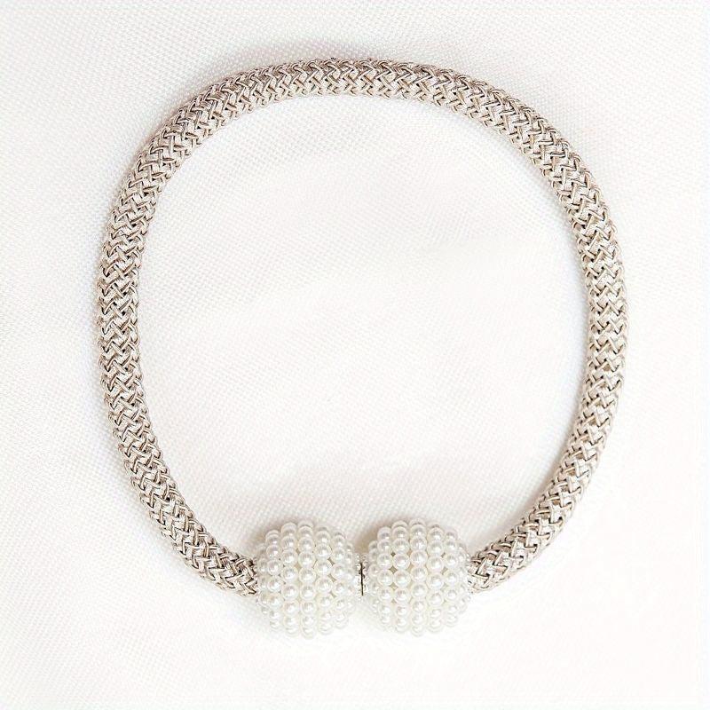 2pcs Magnetic Curtain Tiebacks with Small Faux Pearl Home Decor