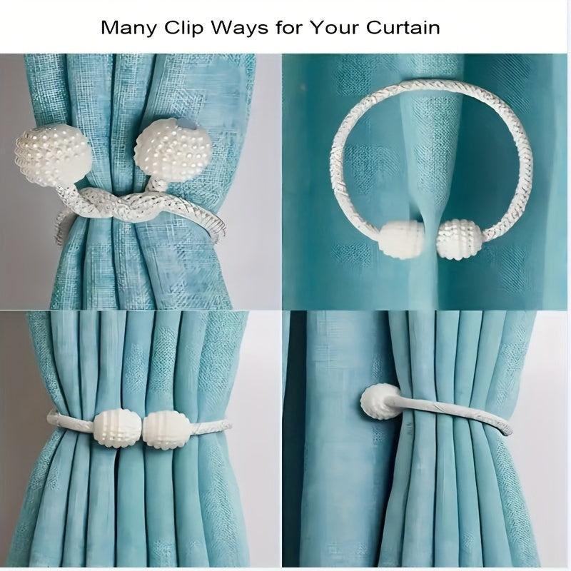 2pcs Magnetic Curtain Tiebacks with Small Faux Pearl Home Decor