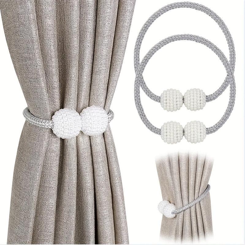2pcs Magnetic Curtain Tiebacks with Small Faux Pearl Home Decor