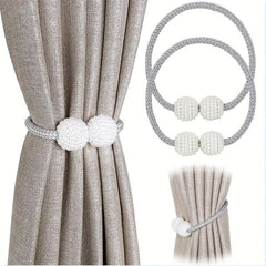 2pcs Magnetic Curtain Tiebacks with Small Faux Pearl Home Decor