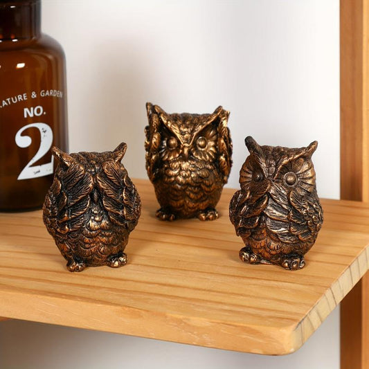 3pcs American Retro Resin Owl Reading Decoration for Living Room Entrance
