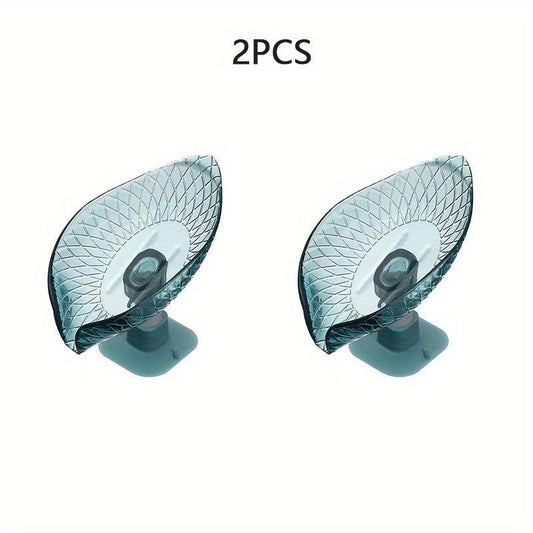 Leaf Drain Soap Box with Suction Cup for Bathroom Organization