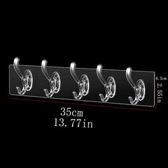 Acrylic Transparent Column Hook Wall Rack 1-6 Hooks
