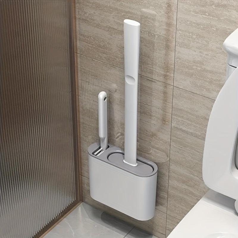Wall Mounted Toilet Brush With Holder Flexible Silicone Bristles