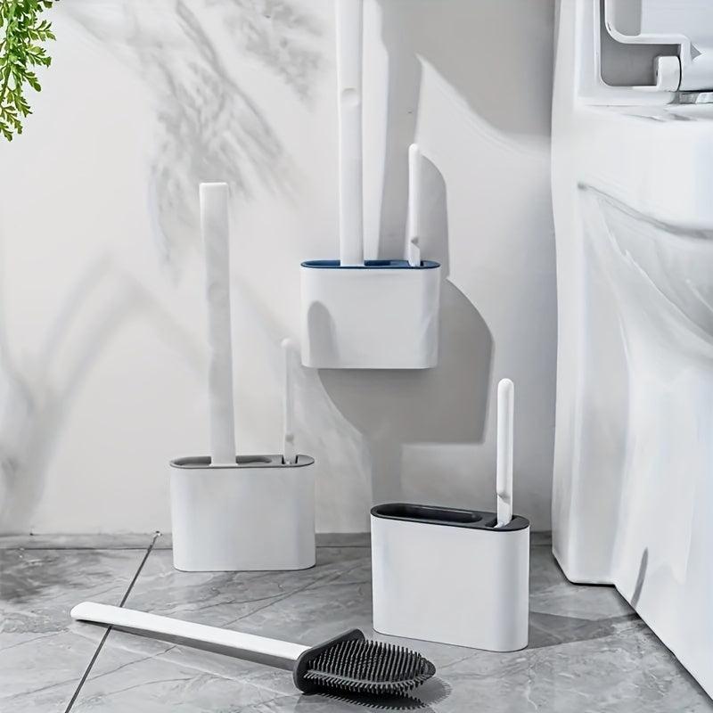 Wall Mounted Toilet Brush With Holder Flexible Silicone Bristles