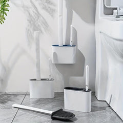 Wall Mounted Toilet Brush With Holder Flexible Silicone Bristles