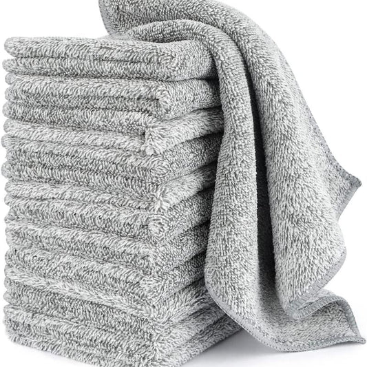 12 Bamboo Charcoal Kitchen Dish Towels - Fast Drying & Washable