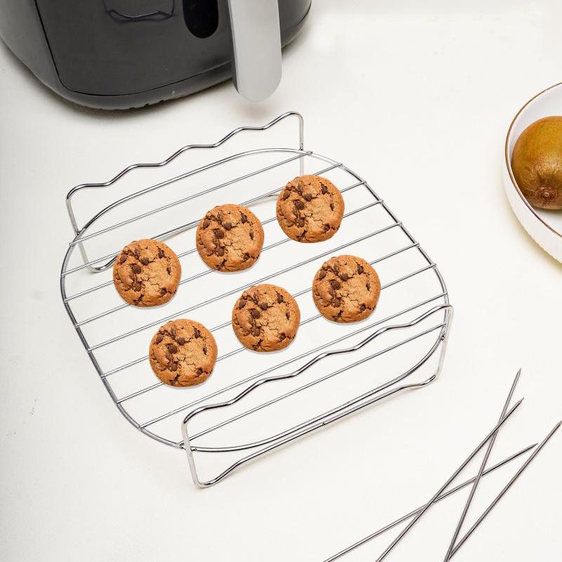 Stainless Steel Air Fryer Rack with Roast Meat Picks