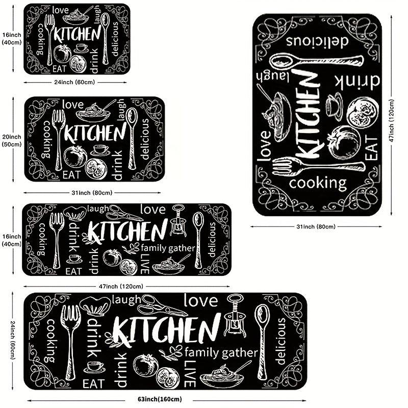 Soft Cushioned Anti Fatigue Kitchen Rug Set Non Slip Waterproof Machine Washable