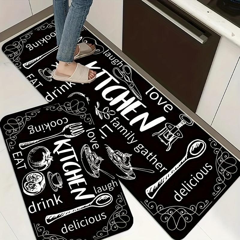 Soft Cushioned Anti Fatigue Kitchen Rug Set Non Slip Waterproof Machine Washable