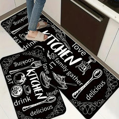 Soft Cushioned Anti Fatigue Kitchen Rug Set Non Slip Waterproof Machine Washable