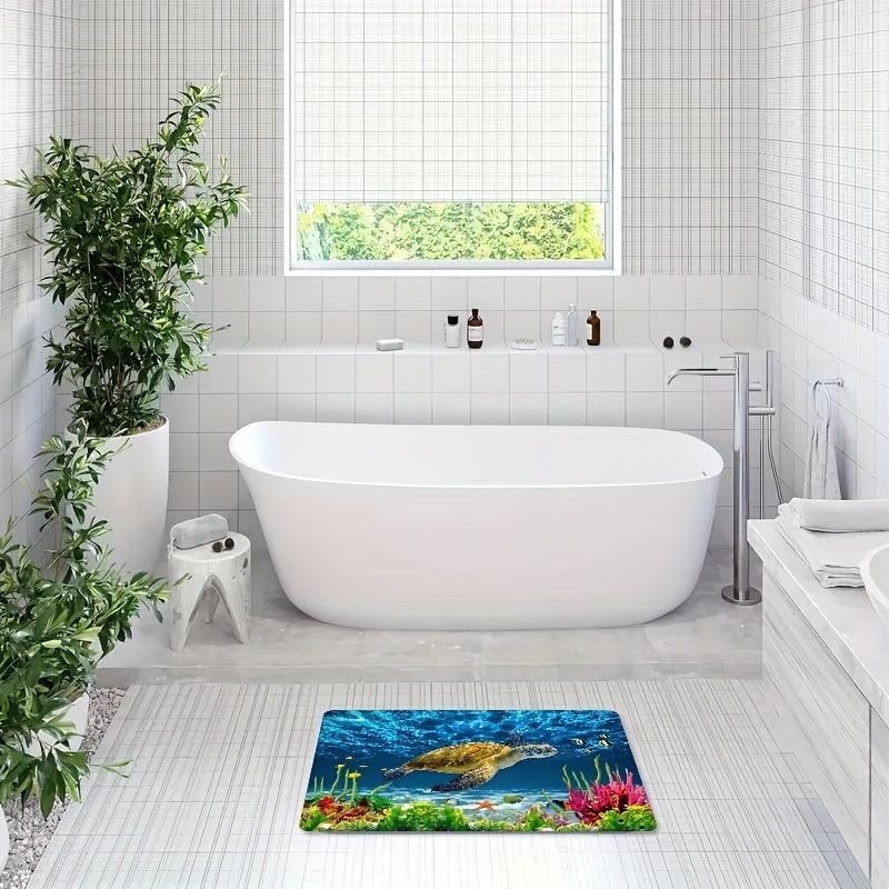 Sea Turtle Pattern Floor Mat Soft Non Slip Bath Rug
