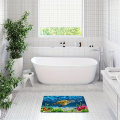 Sea Turtle Pattern Floor Mat Soft Non Slip Bath Rug