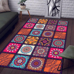 Boho Floral Non-Slip Rug Soft Polyester Mat Home Decor