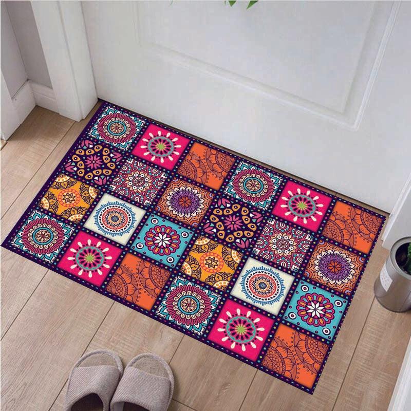 Boho Floral Non-Slip Rug Soft Polyester Mat Home Decor