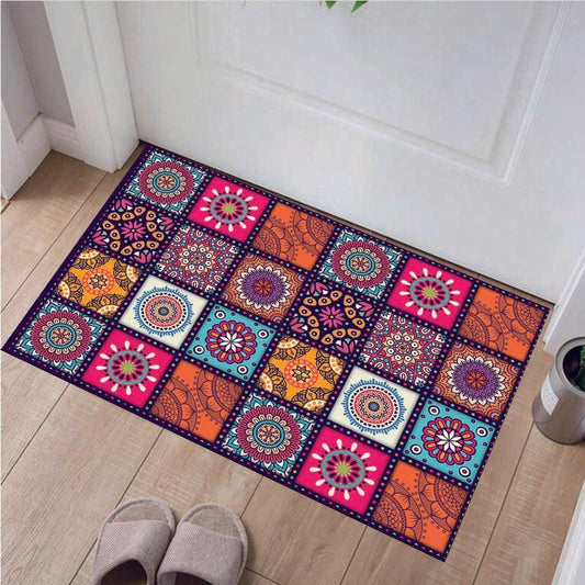 Boho Floral Non-Slip Rug Soft Polyester Mat Home Decor
