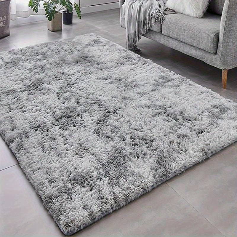 Elegant Tie dyed Light Gray Silk Wool Rug
