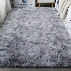Elegant Tie dyed Light Gray Silk Wool Rug