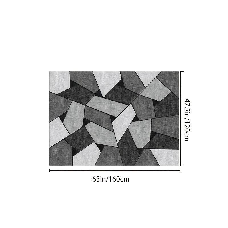 Printed Grey Geometric Non-slip Decorative Living Room Rug