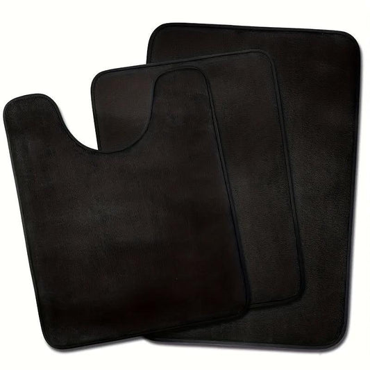 3-Piece Memory Foam Bath Mat Set Anti-Slip Soft Machine Washable Shower Rug