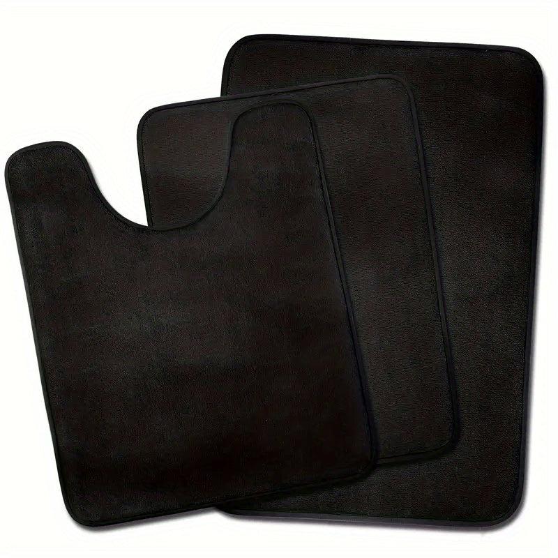3-Piece Memory Foam Bath Mat Set Anti-Slip Soft Machine Washable Shower Rug
