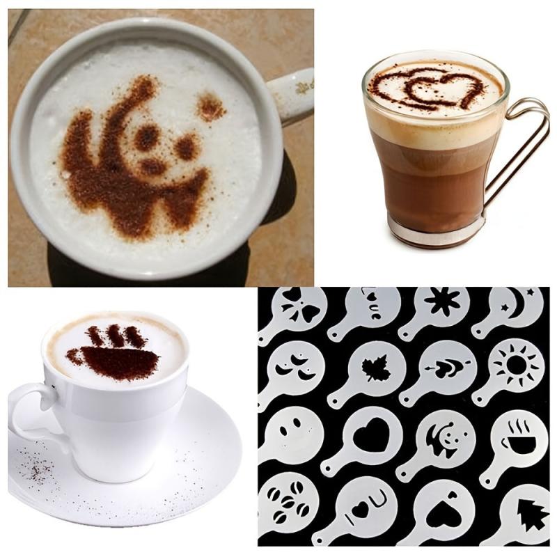 16pcs Coffee Stencils Thickened Foam Spray Template