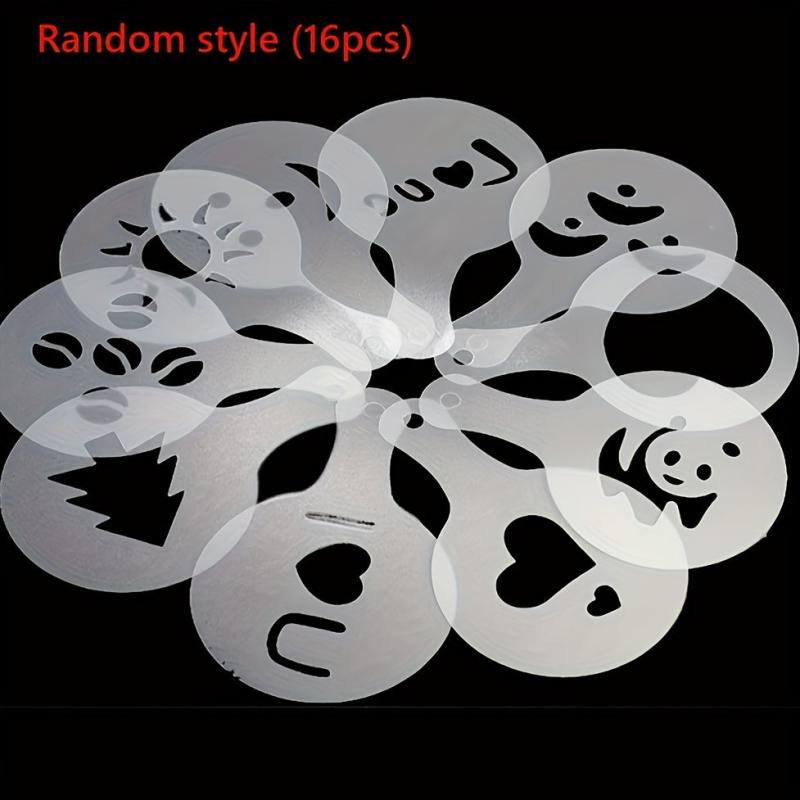 16pcs Coffee Stencils Thickened Foam Spray Template