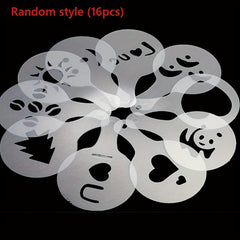 16pcs Coffee Stencils Thickened Foam Spray Template