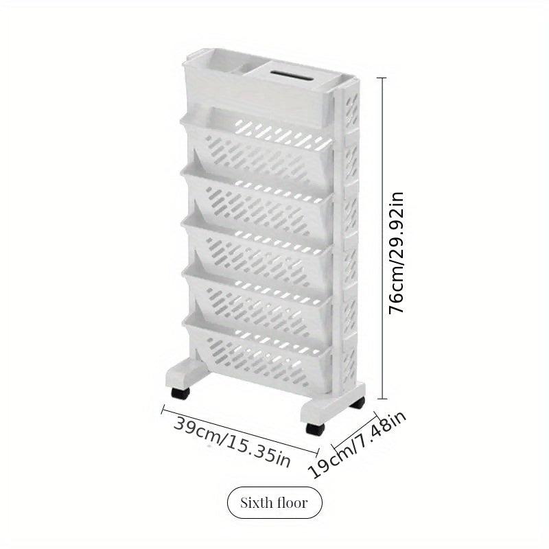 6 Tiers Bookshelf Desk Side Bookshelf Floor Desk Small Cart Book