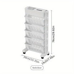 6 Tiers Bookshelf Desk Side Bookshelf Floor Desk Small Cart Book