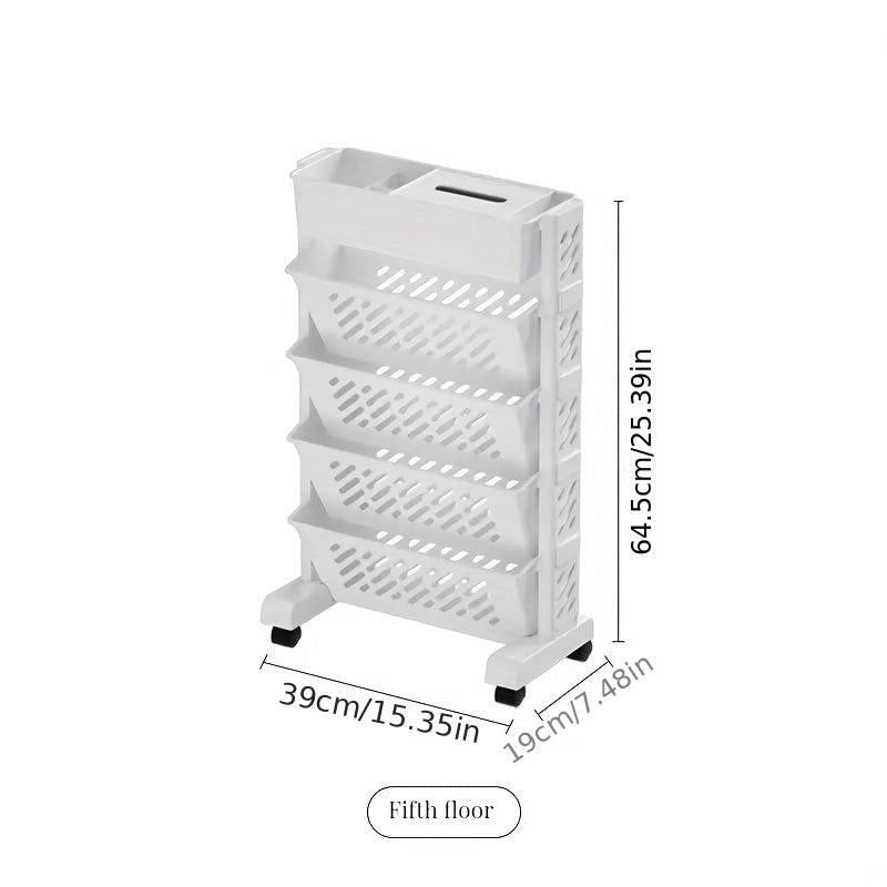 6 Tiers Bookshelf Desk Side Bookshelf Floor Desk Small Cart Book