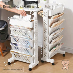6 Tiers Bookshelf Desk Side Bookshelf Floor Desk Small Cart Book