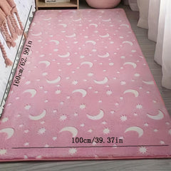 Luminous Fluffy Plush Area Rug Kids Room Moon Memory Foam Floor Mat Glow In Dark