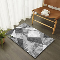 Gray Geometric Pattern Rug Non Slip Absorbent