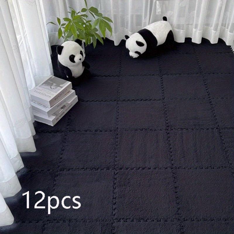 12pcs Interlocking Plush Foam Floor Mat Soft & Comfortable Bay Window Seat Mat