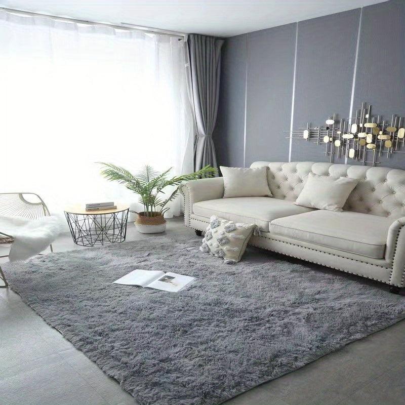 Plush Shag Furry Area Rug Dark Grey